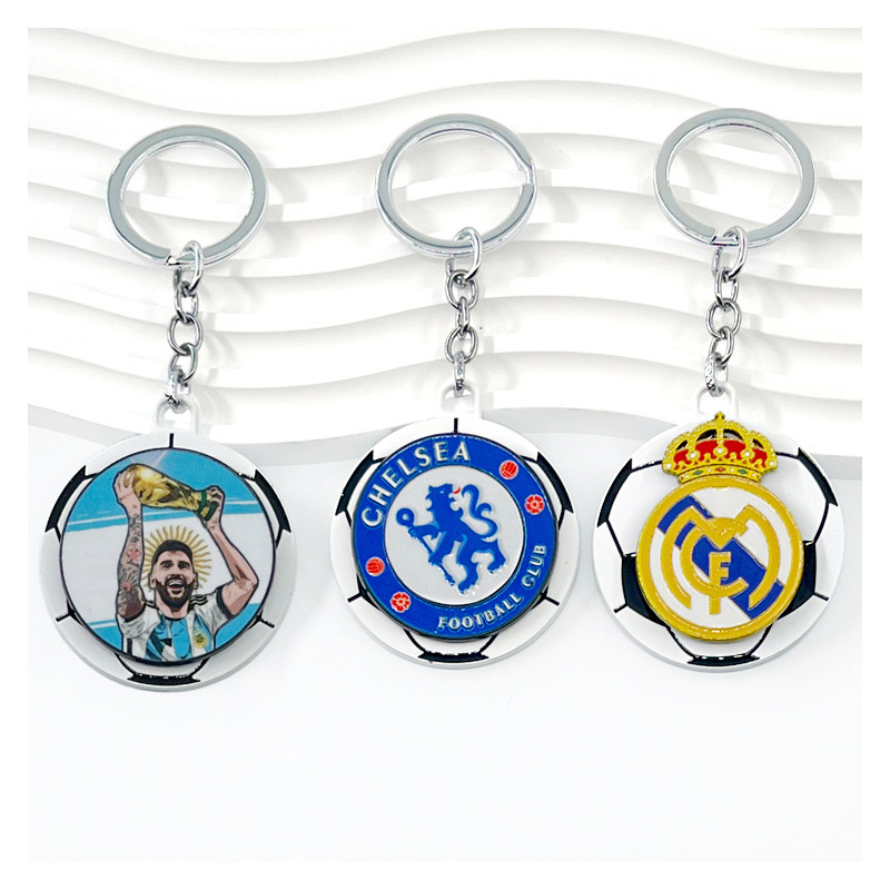 Chelsea Ac Milan Barcelona Messi Real Madrid C Ronaldo Football Keychain Rotating Fan Pendant Blind Box Gift