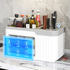 Kitchen rack spice box multi-function chopsticks knife holder spice bottle storage box combination storage rack with lid