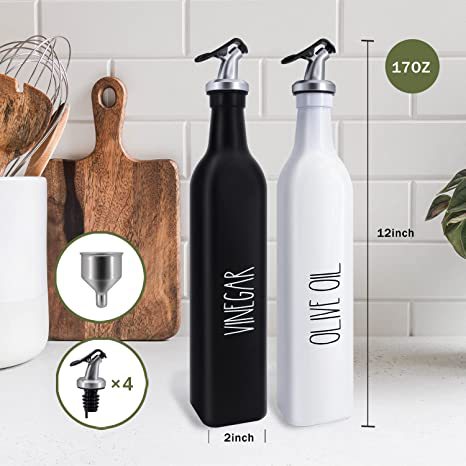 亚马逊畅销套装黑白玻璃油瓶玻璃油壶醋瓶家用厨房调味瓶玻璃油瓶