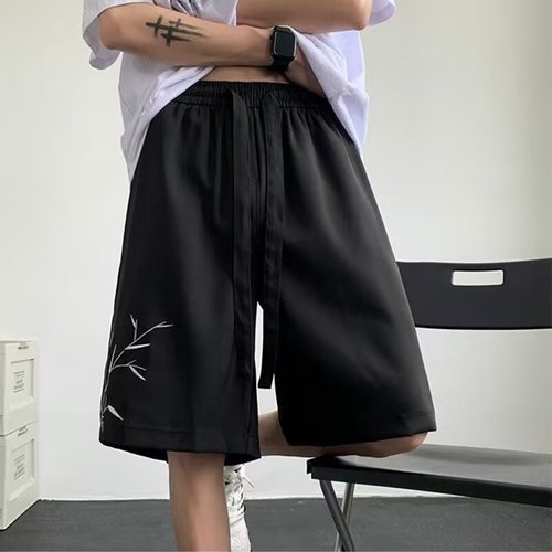 American-style embroidery heavy-duty shorts for men, summer loose large size pants, trendy brand casual sports five-pocket pants