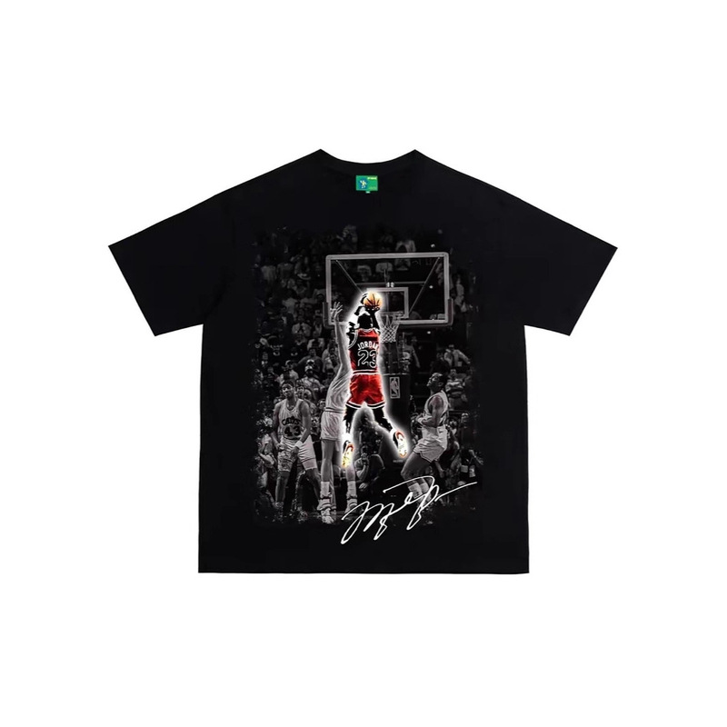 Lij* Dunk American Retro Digital Direct Printing Loose and Versatile New Pure Cotton Boys Short Sleeves Lij* Dunk American Retro Digital Direct Printing Loose and Versatile New Pure Cotton Boys Short Sleeves