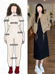 秋装搭配一整套大码胖遮肉显瘦工装外套连衣裙子减龄两件套装女