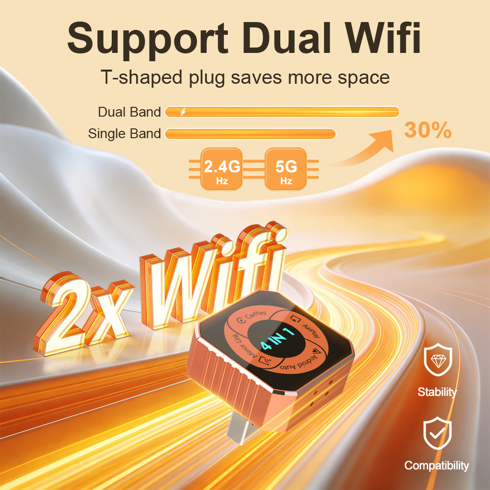 Cross-Border Carplay Box Wired to Wireless In-Car 4-in-1 Smart Connectivity Box for Apple and Android Phones
