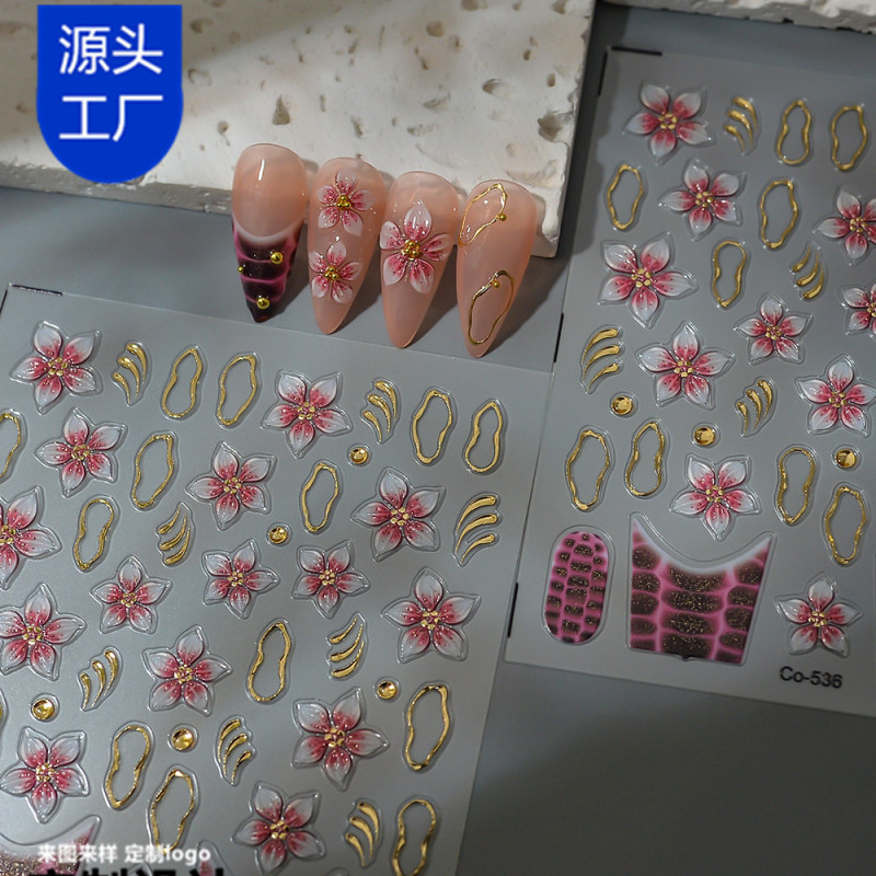 Cross-Border Hot-Selling Crocodile Pattern Nail Stickers, Translucent Floral DIY Wearable Nail Decorations, Gold-Plated French-Style Stickers Cross-Border Hot-Selling Crocodile Pattern Nail Stickers, Translucent Floral DIY Wearable Nail Decorations, Gold-Plated French-Style Stickers