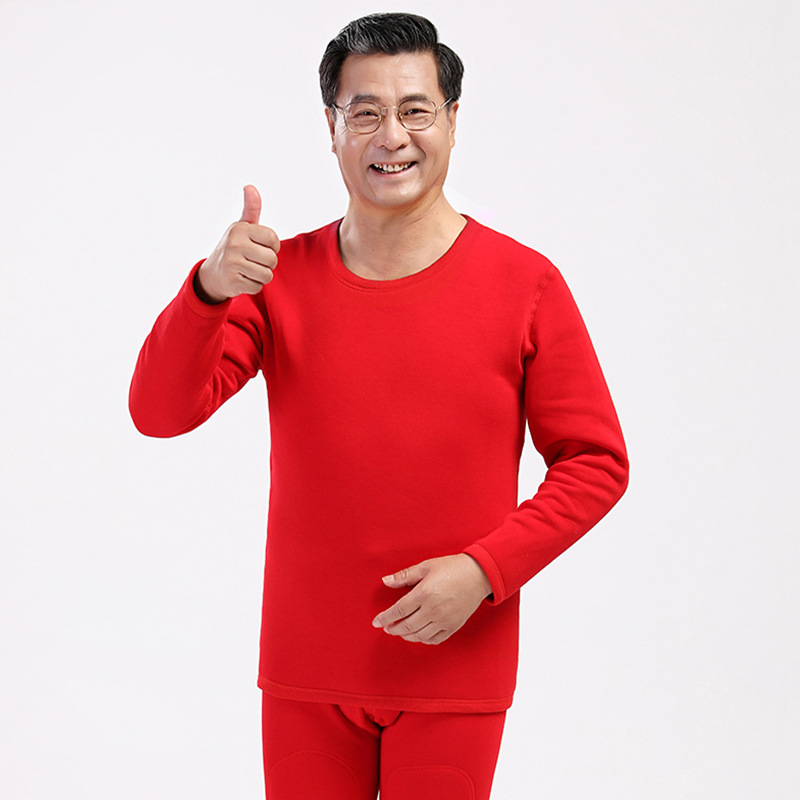 Ropa interior térmica de mediana edad y edad avanzada gruesa a prueba de invierno forrada de lana engrosada de la madre más tamaño ropa de otoño traje de pantalones largos