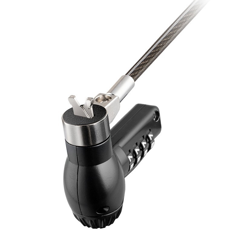 La nueva lengüeta de bloqueo se puede ajustar para cualquier ranura de bloqueo. Cerradura de contraseña mecánica totalmente metálica. Cerradura de computadora portátil