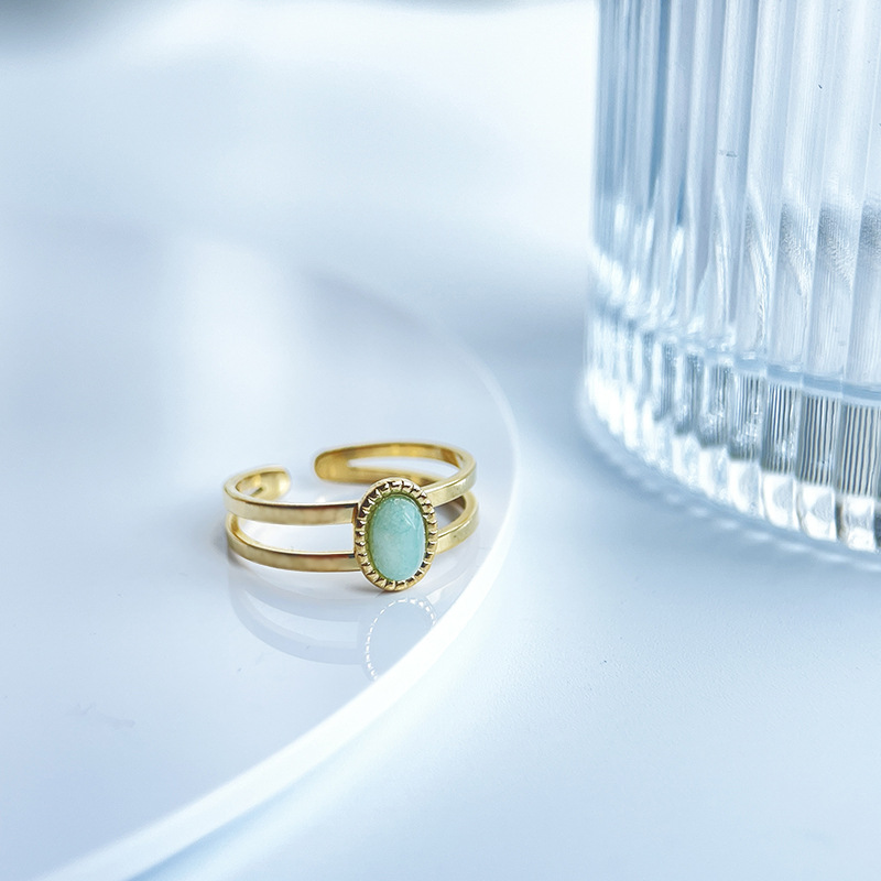 Fashion Geometric Titanium Steel Inlay Zircon Open Ring 1 Piece