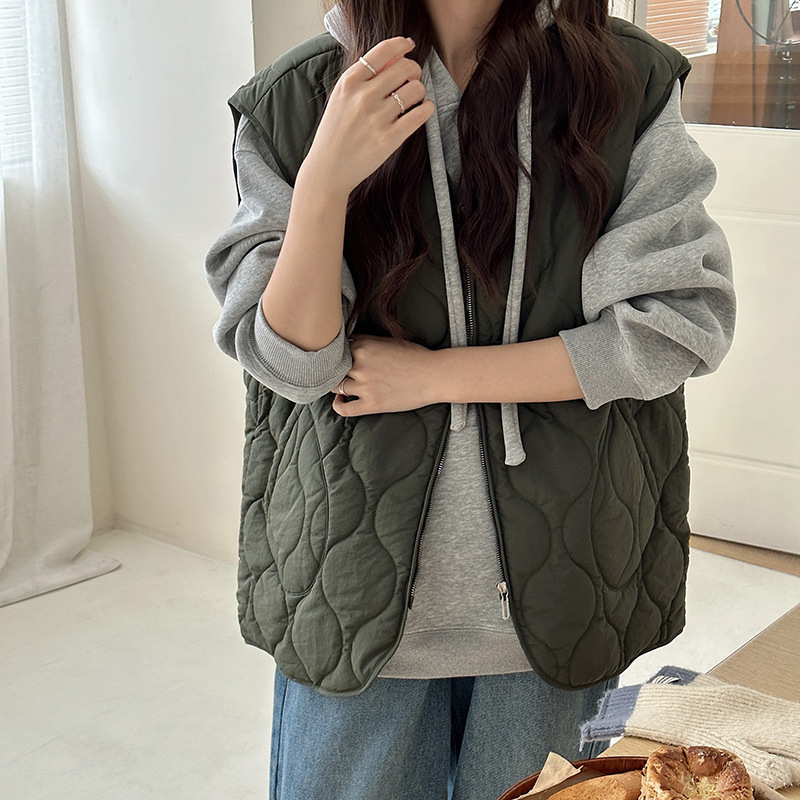 羽绒棉服马甲女2025秋冬新款坎肩叠穿背心夹棉外套韩系外搭马夹潮|undefined