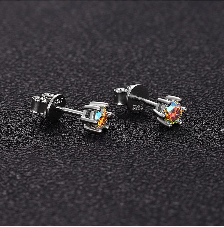 2g Weight 925 Sterling Silver Ear Needle Material Moissanite Inlay Material Ear Studs Classification 1 Pair Quantity Holiday, Daily Occasion 925 Sterling Silver Material Round Pattern All Seasons Season Women's Gender Inlay Design Simple Style Style 1 Pair 925 Sterling Silver Moissanite Moissanite Earrings Round Ear Studs 8
