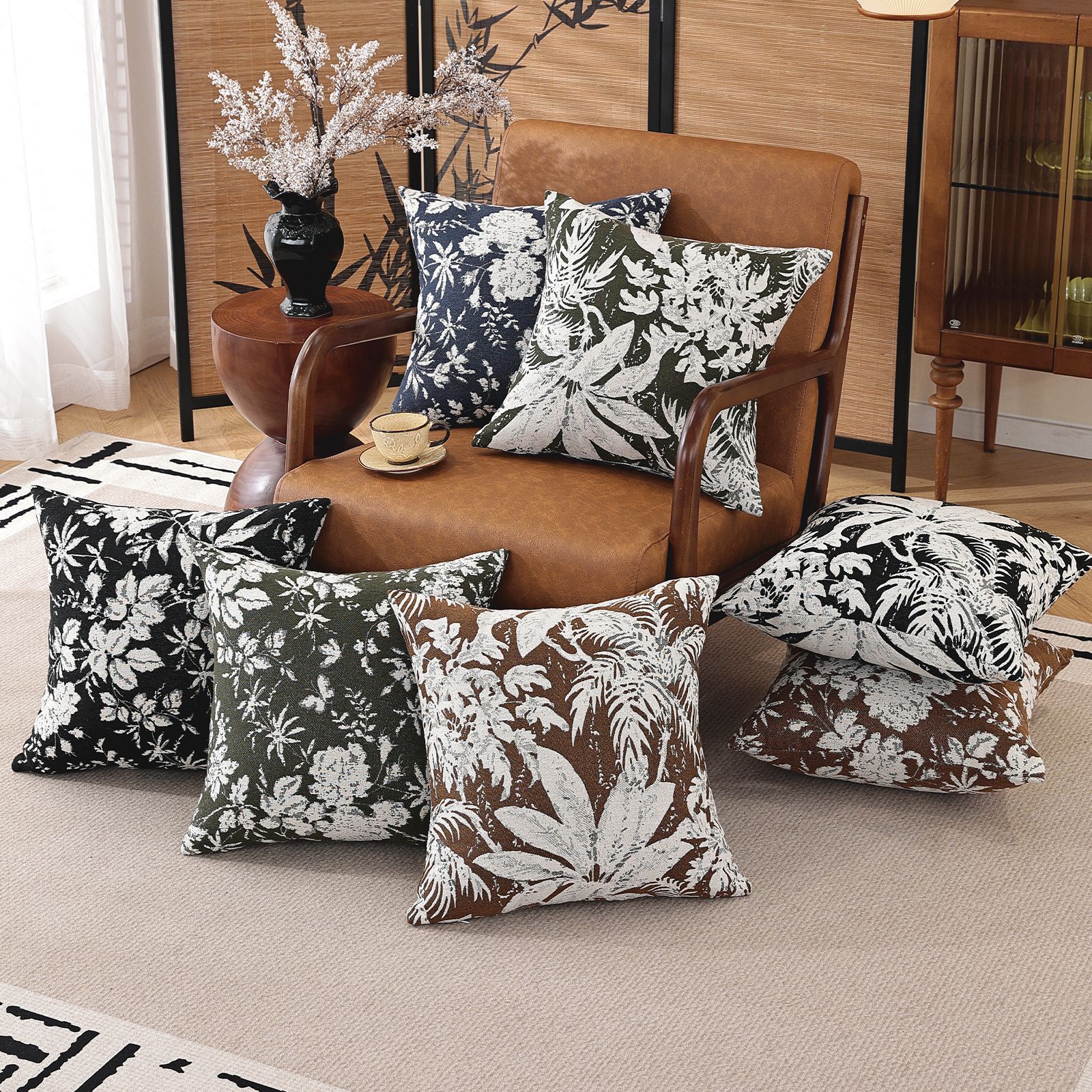 Cross-Border Retro Pillowcase Nordic Style Living Room Decorative Pillowcase Black Bedside Cushion Cover Car Lumbar Pillow Office