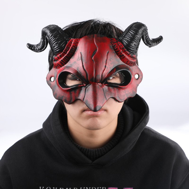 ハロウィーン熱売PU羊角マスクカーニバルパーティーcos悪魔化粧舞踏会祝日悪魔マスク|undefined