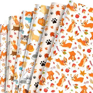 Wz153 Corgi Kitten Gift Decorative Paper Cartoon Gift Box Paper Cat and Dog Decorative Outer Wrapping Paper