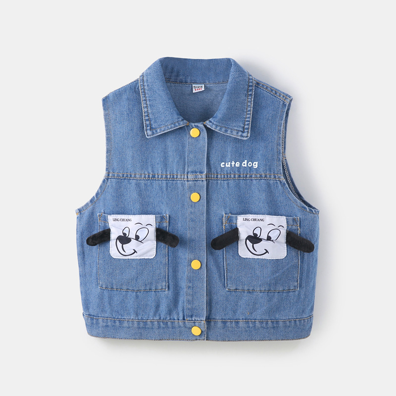 New spring style button-down cardigan jacket for baby boys, fashionable cartoon vest for autumn.