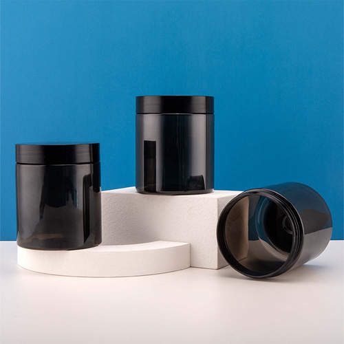 Factory PET plastic 250ml transparent black bottle cream jar face cream jar hand cream dividing bottle