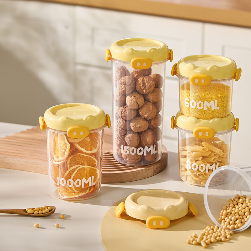 【Chunzao】Piggy Kitchen Sealed Jar for Storing Grains, Food Transparent Jar Box for Snacks, Dry Goods, and Tea