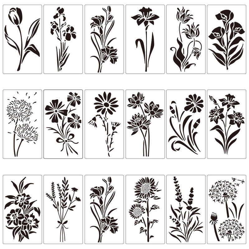 Amazonの人気の野生の花の絵のテンプレートは、花や植物の絵を繰り返し使用でき、ペットの落書きをスプレーして洗濯できます。|undefined