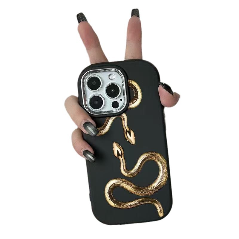 Serpiente dorada personalizada para Apple 16pro funda para teléfono móvil nuevo 15promax galvanoplastia 14/13/12 anti-caída 11x
