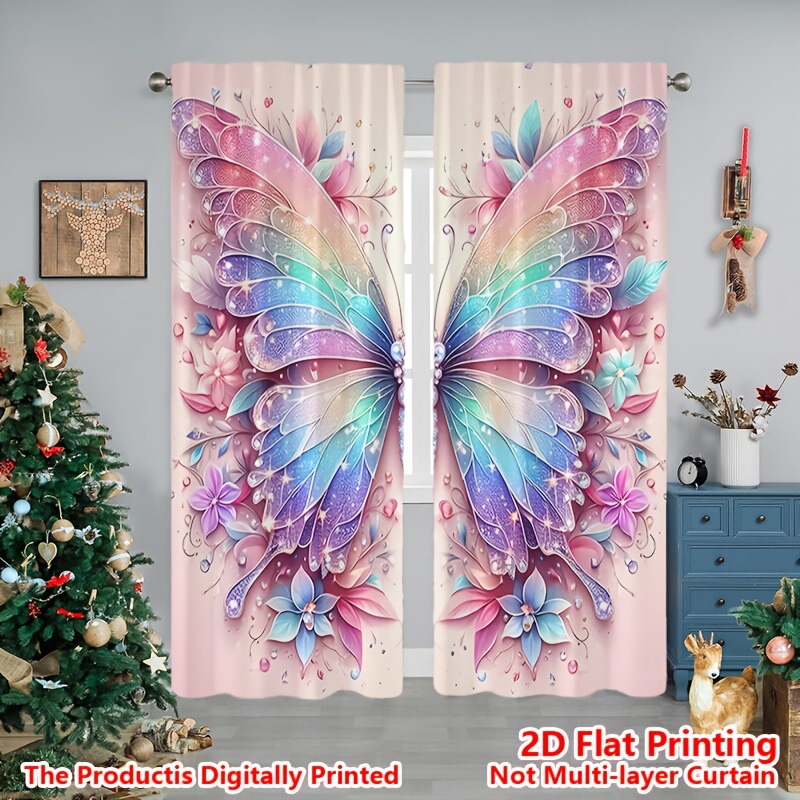 Foreign Trade Fantasy Butterfly Jurassic Dinosaur Cat Print Curtains Personalized Decoration Living Room Bedroom Blackout Curtains