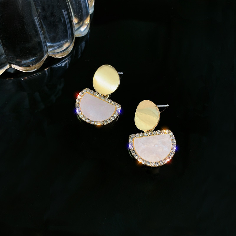 Fashion metal sequin semicircle rhinestone alloy earrings wholesalepicture8