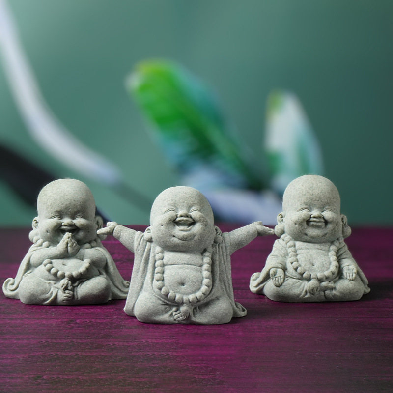 Pequeño Buda estatua Linda bendición pequeño monje decoración micro paisaje lindo monje Tang maestro creativo pequeño Kirin