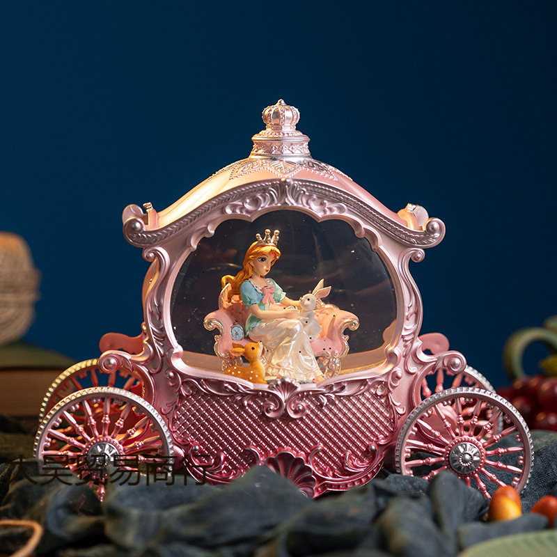 Bailando ballet giratorio caja de música caja de música nieve flotante bola de cristal decoración niña cumpleaños juguete luz de noche