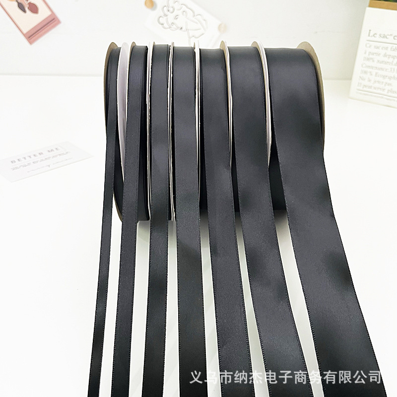 블랙 리본 2CM 롤 DIY 활 액세서리 꽃다발 선물 포장 컬러 폴리 에스테르 리본 4CM 롤 리본