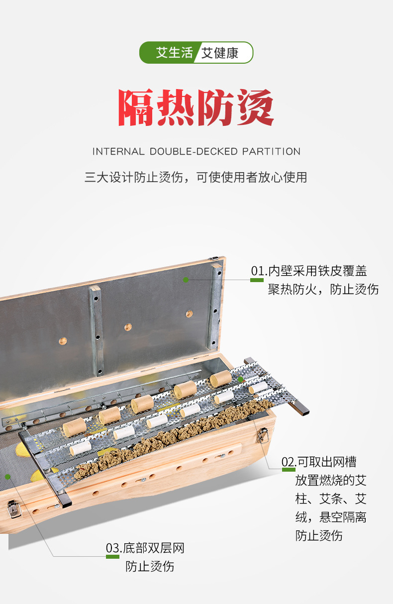Wooden Du Mai Moxibustion Box with Stand Full Body Du Mai Jiu Waist Back Support Board Large Size 7kg specifications