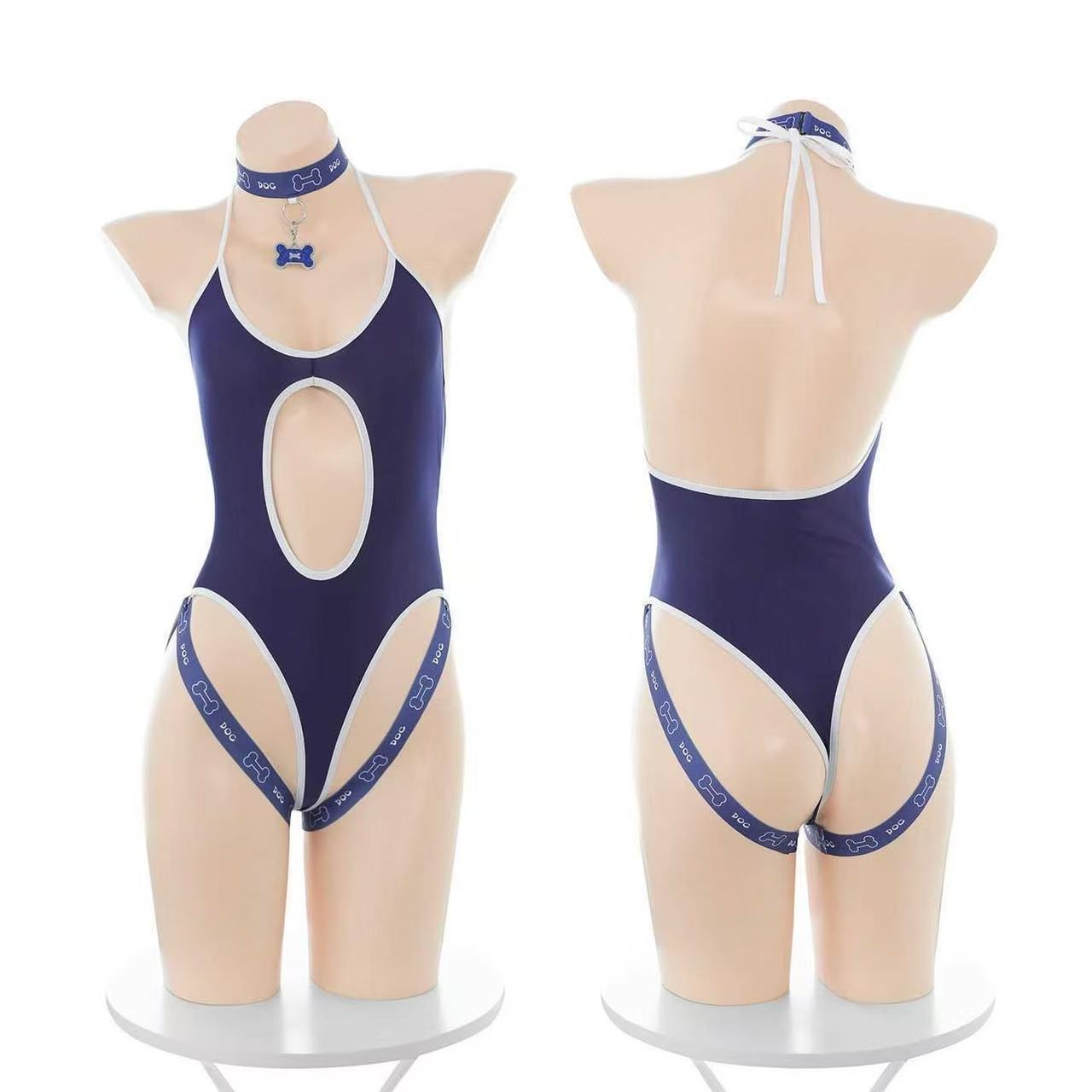 Japanese-Style One-Piece Swimsuit Lingerie with Slit, Hollow-Out Backless Design — detail image 2