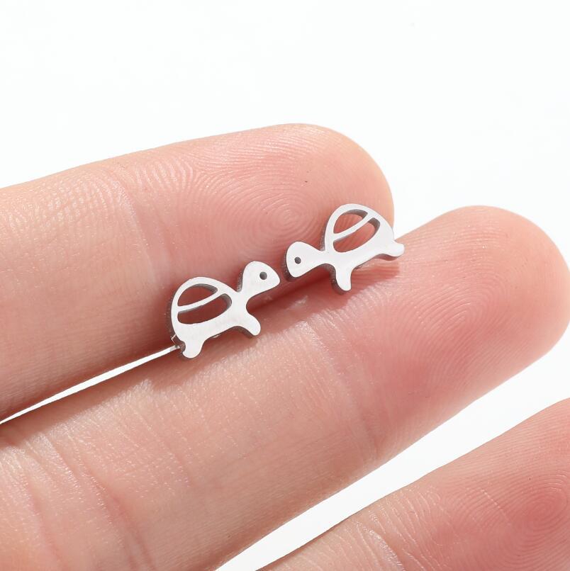 Fashion Heart Shape Smiley Face Flower Stainless Steel Ear Studs 1 Pair