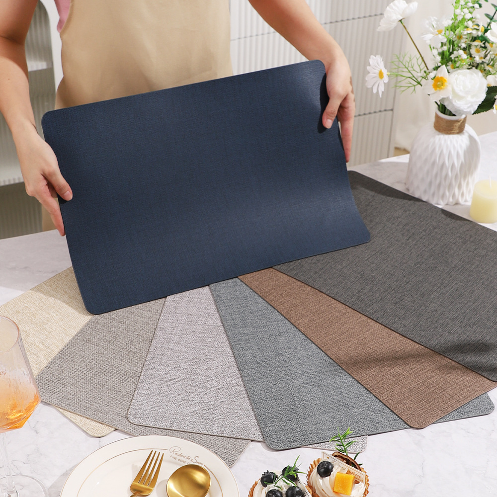 Cuero de PVC imitación tela almohadilla de aislamiento térmico almohadilla de protección de mesa de comedor almohadilla de mesa de comedor almohadilla de platos aislamiento térmico resistente a altas temperaturas cubiertos