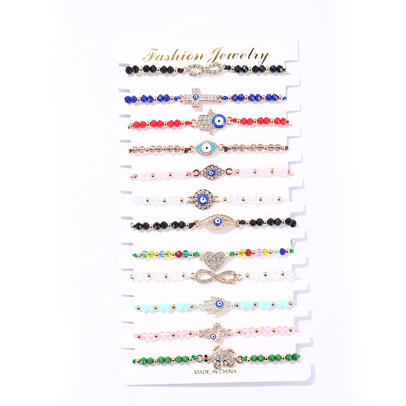 Simple Style Eye Alloy Enamel Inlay Rhinestones Womenu0027S Bracelets 1 Set