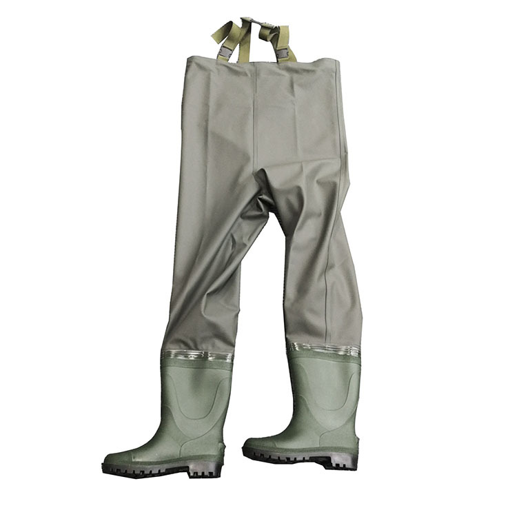 Source Factory Custom-Made Export Thickeneded Pvc Knitted Fishing Pants 100% Waterproof Ice Hook Felt Bottom Water Pants