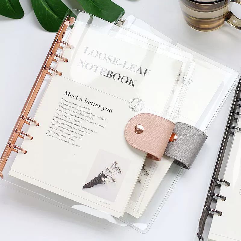 Removable PVC Notebook Cover for A6, A5, B5 Sizes with Gold, Silver, or Black Clips