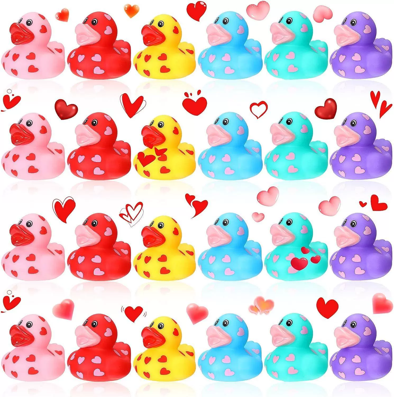 【来图可定】搪胶情人节鸭子粉红色爱心派对礼物鸭爱心LOVE公仔鸭