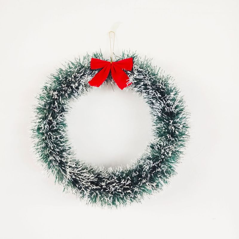 赤い蝶結びのクリスマスの花輪の輪の毛の条の色の条の装飾の花輪の緑の辺の白い辺の蝶結びの暗号化の花輪|undefined