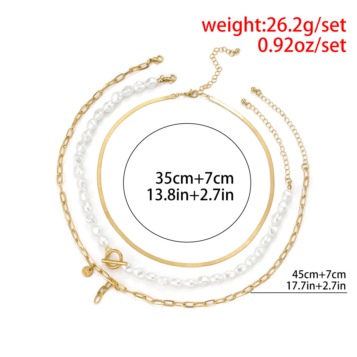 Ethnic Style Geometric Imitation Pearl Alloy Layered Plating Necklace