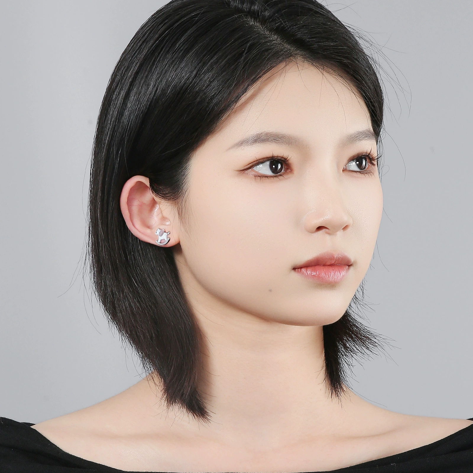 Cartoon earrings, silver 925 sample