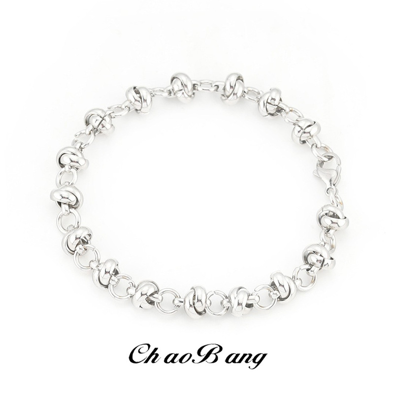 Cross-Border Titanium Steel Pearl Bracelet for Men, Fashionable and Creative Design, Knotted Chain for Women, Handmade Ring Buckle Splicing Accessories and Jewelry Cross-Border Titanium Steel Pearl Bracelet for Men, Fashionable and Creative Design, Knotted Chain for Women, Handmade Ring Buckle Splicing Accessories and Jewelry