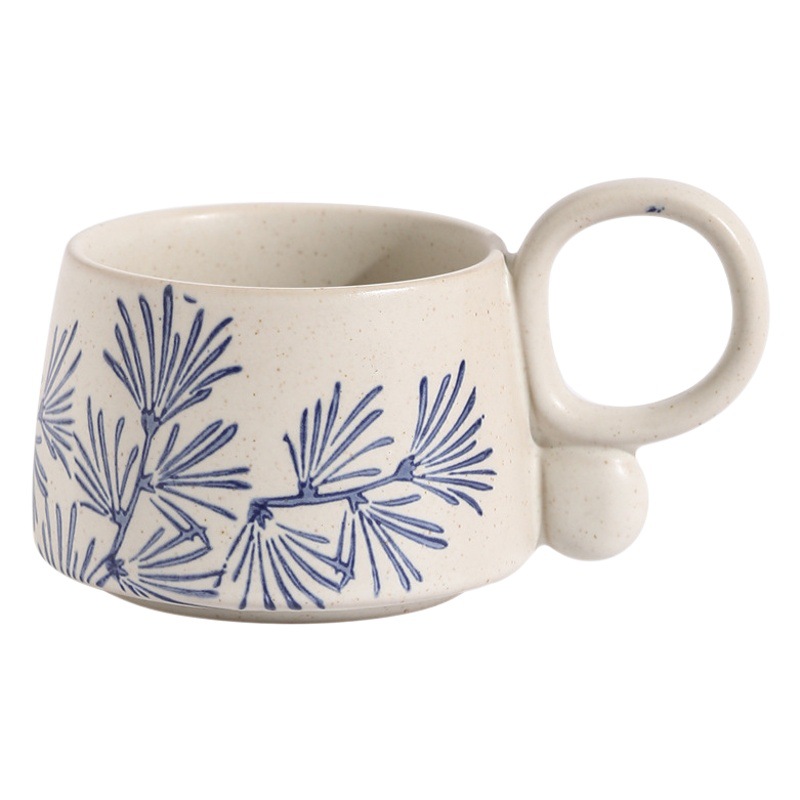 Gres taza de café creativa azul y blanco bajo vidriado de cerámica taza de agua pareja Oficina leche desayuno taza de agua