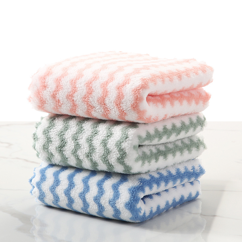 Coral fleece water ripple kitchen household dishcloth dish towel clean lint-free oil-free scouring pad factory wholesale Coral fleece water ripple kitchen household dishcloth dish towel clean lint-free oil-free scouring pad factory wholesale