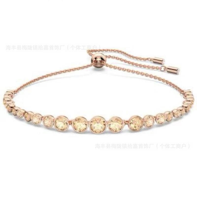 施家Emily圆形满钻彩色水晶手链蓝色时尚简约流行轻奢跨境饰品|undefined
