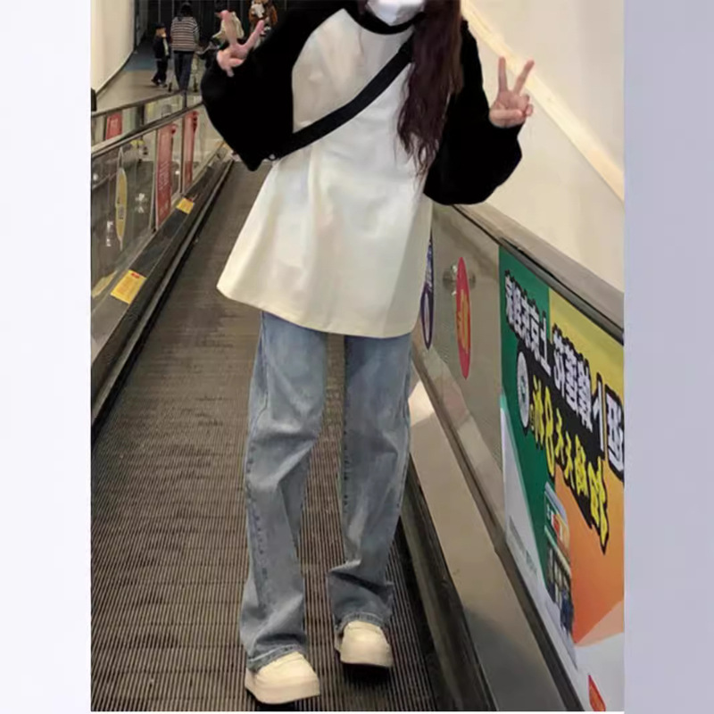 No Returns or Exchanges for Non-Quality Issues】Pure Cotton Raglan T-Shirt for Women, Autumn Long-Sleeve Couple's Base Shirt, Round Neck Top No Returns or Exchanges for Non-Quality Issues】Pure Cotton Raglan T-Shirt for Women, Autumn Long-Sleeve Couple's Base Shirt, Round Neck Top