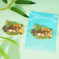 新作多要素蘇州文化創意金属製マグネット冷蔵庫マグネット既製品立体都市金属冷蔵庫マグネット工芸品