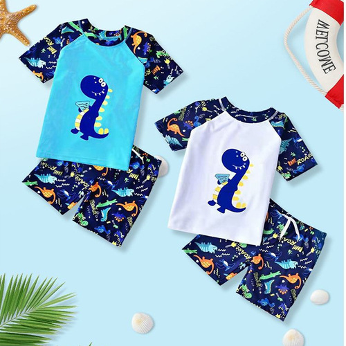 Children's swimsuits for men and girls quick-drying short-sleeved summer swimming equipment for small and medium-sized children's cartoon split swimsuit manufacturers wholesale
