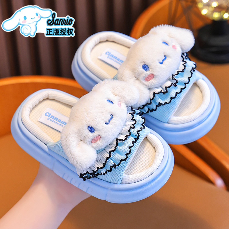 Sanliou primavera y otoño zapatillas de lino para niñas antideslizantes en el hogar Melody pisar la sensación de padres e hijos piso de algodón y lino para niños