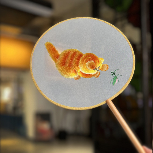 Ancient style round fan Chinese style women's fan embroidered round fan embroidered round fan Suzhou double-sided embroidered fan Hanfu children's round fan