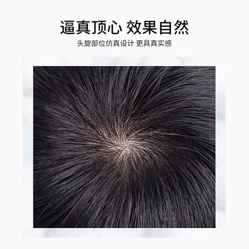 Handsome men's wig, real hair, full head cover, Xuchang manufacturer wholesale, hand-woven wig set for middle-aged and elderly men with short hair