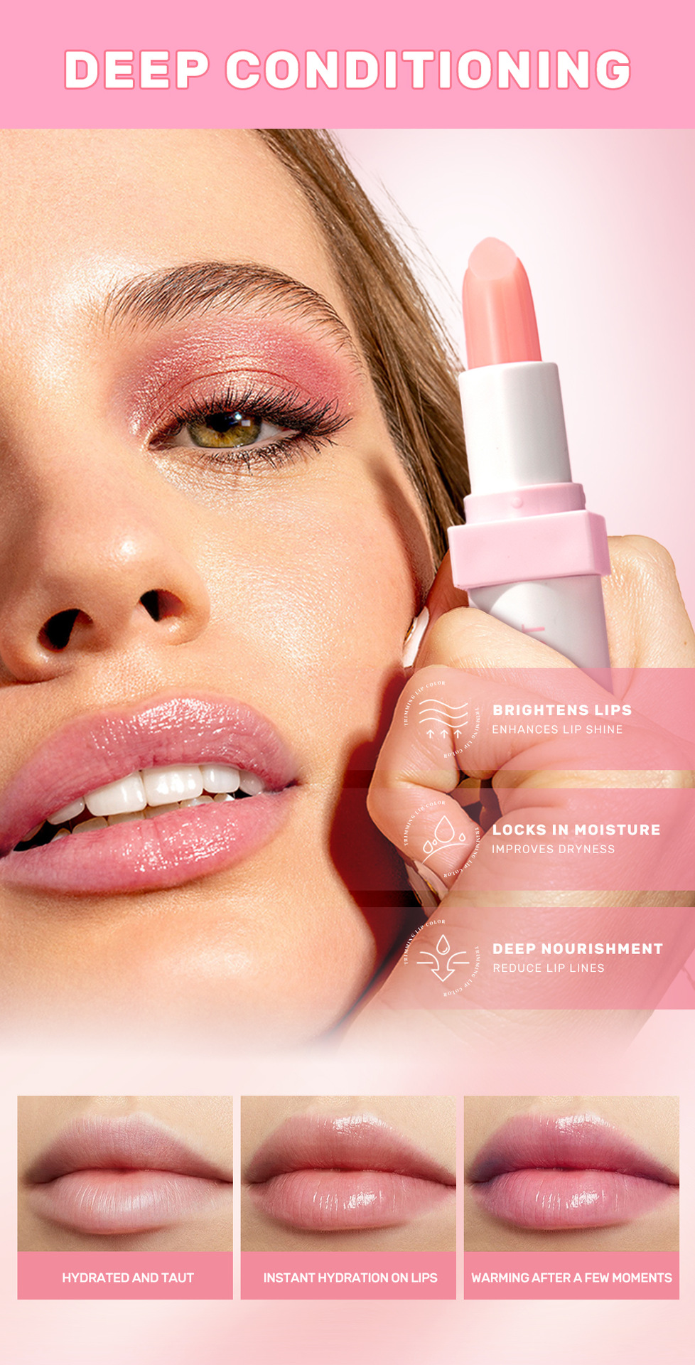 QIBEST Warming Moisturizing Lip Balm, Double Moisturizing Lip Balm, anti-cracking, reducing lip lines, firm and moisturizing without greasiness Item Picture