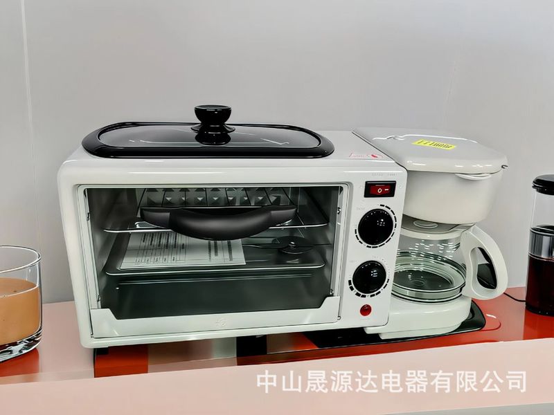 外贸批发轻食早餐机三合一多功能家用烤肉烤面包多士炉咖啡一体机|undefined