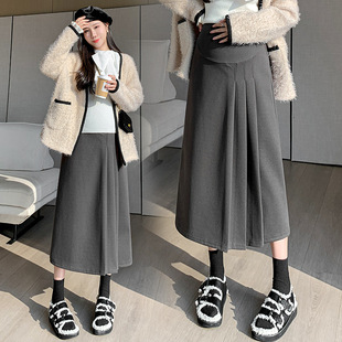 Pregnant Women's Skirt 2024 Autumn and Winter Thickened New High Waist Belly-supporting Long Skirt Loose Mid-length A- line Belly-supporting Umbrella Skirt